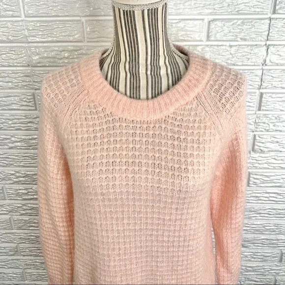 Lou & Grey Semi-Sheer Peach Alpaca Blend Sweater - Picture 2 of 6